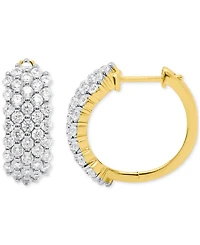 Forever Grown Diamonds Lab Diamond Cluster Small Hoop Earrings (2 ct. t.w.) Sterling Silver or 14k Gold-Plated