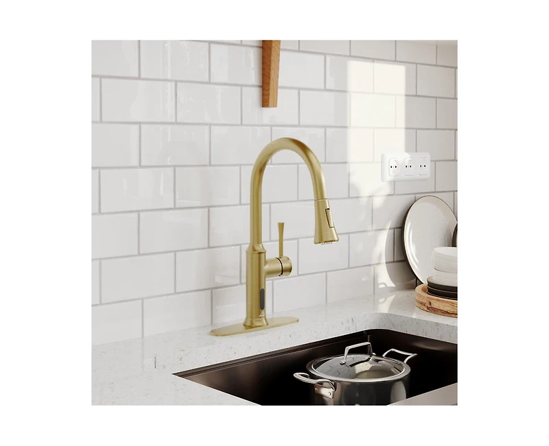 Casainc Smart Faucet Touchless Pull Down Sprayer Kitchen with Voice and Motion Control