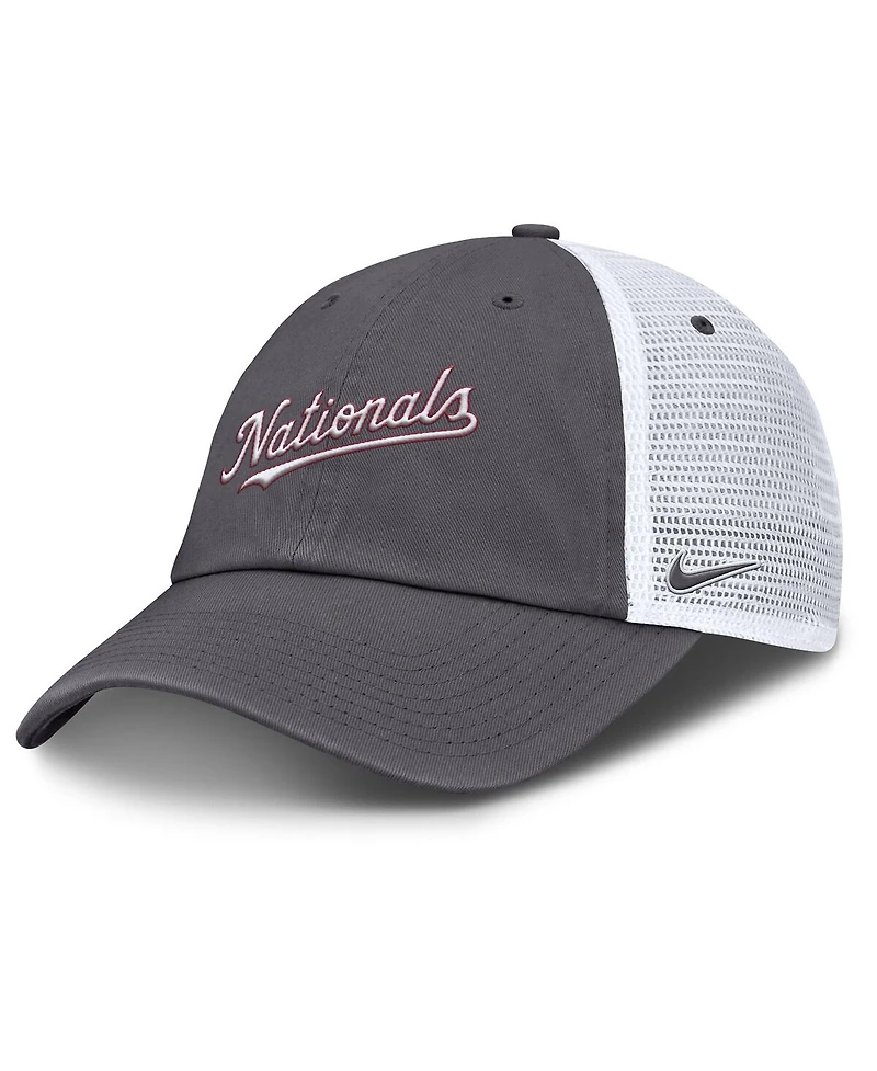 Nike Men's Gray Washington Nationals Wordmark Club Adjustable Trucker Hat