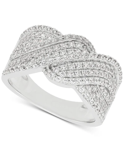 Diamond Cluster Wide Band (1 ct. t.w.) in Sterling Silver