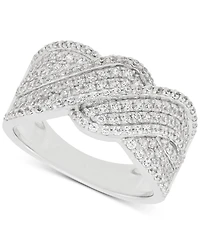 Diamond Cluster Wide Band (1 ct. t.w.) in Sterling Silver