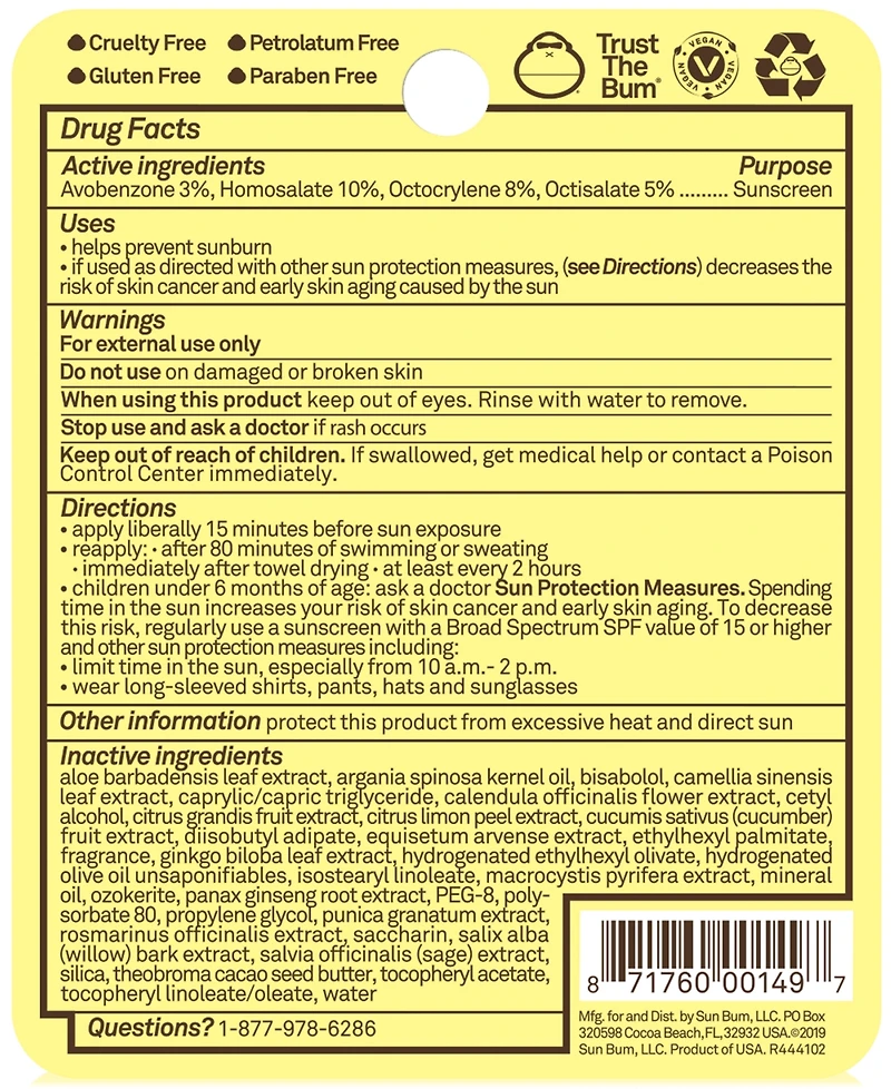 Sun Bum Sunscreen Lip Balm Spf 30