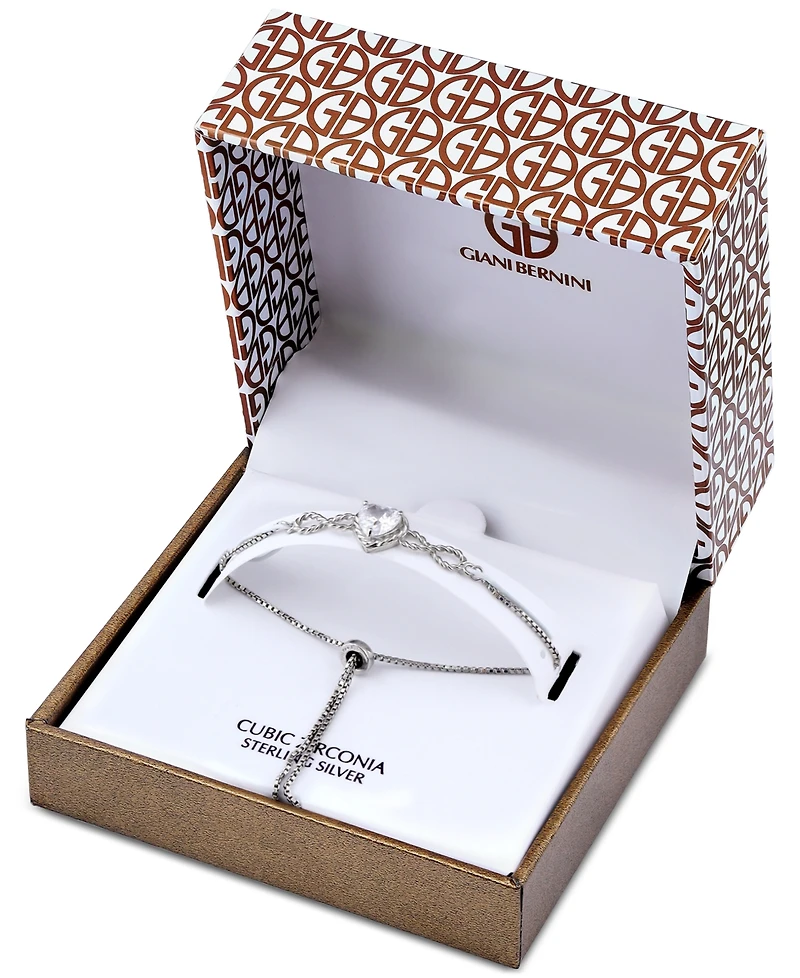 Giani Bernini Heart Cubic Zirconia Infinity Link Bolo Bracelet (1-7/8 ct. t.w.) in 18k Gold Over Sterling Silver, Exclusively at Macy's