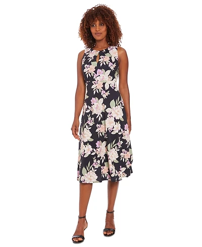 London Times Petite Floral-Print A-Line Dress