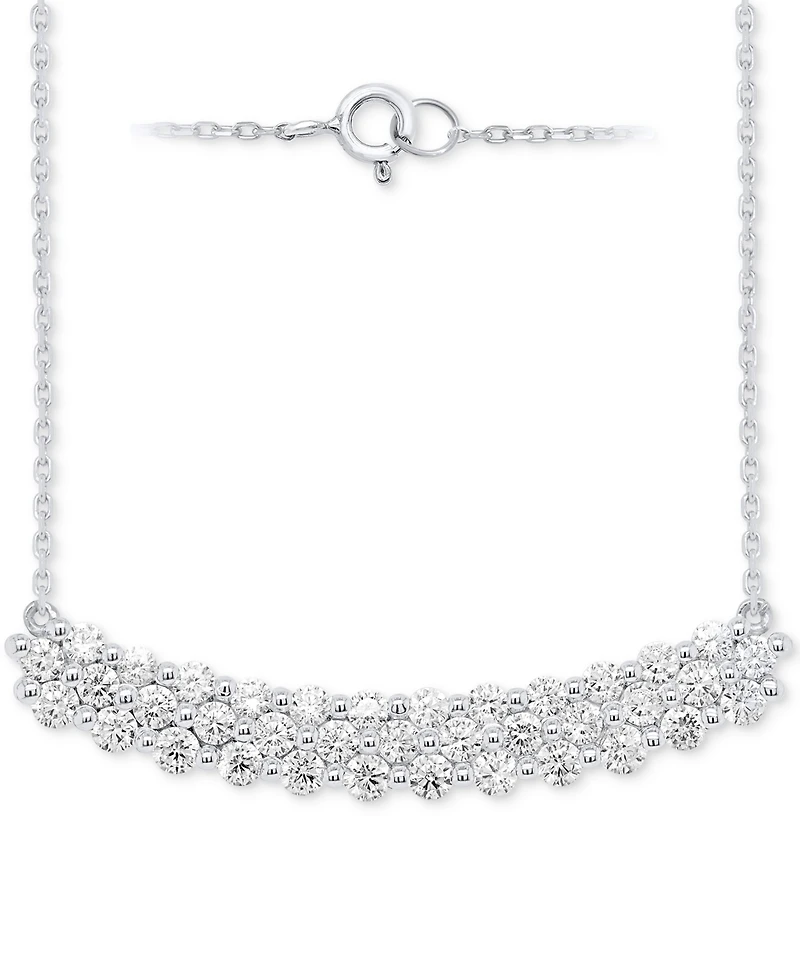 Forever Grown Diamonds Lab Grown Diamond Cluster 18" Necklace (2 ct. t.w.) in Sterling Silver or 14k Gold-Plated Sterling Silver