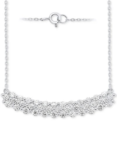 Forever Grown Diamonds Lab Grown Diamond Cluster 18" Necklace (2 ct. t.w.) in Sterling Silver or 14k Gold-Plated Sterling Silver