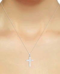 Forever Grown Diamonds Lab Grown Diamond Cross 18" Pendant Necklace (1 ct. t.w.) in Sterling Silver or 14k Gold-Plated Sterling Silver