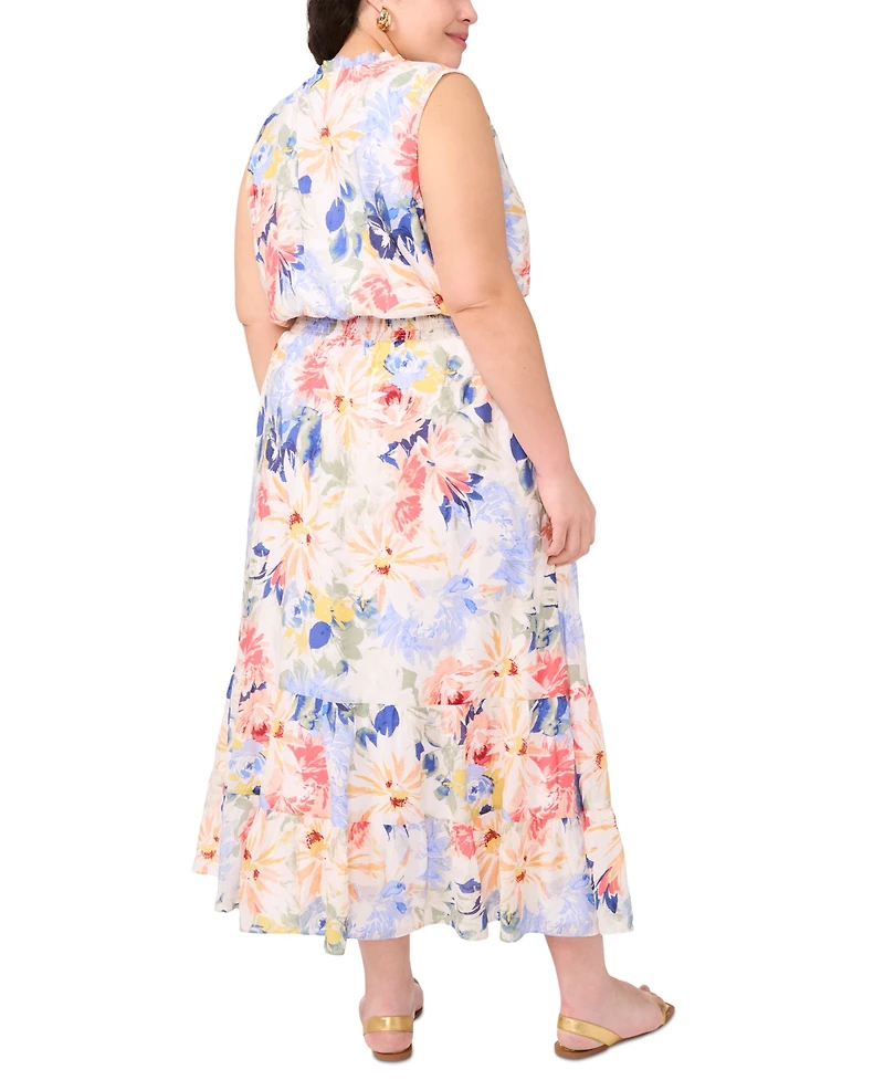 Vince Camuto Plus Split-Neck Sleeveless Maxi Dress