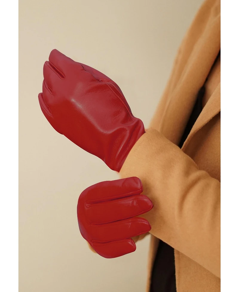 Women`s Premium Lamb Leather Touchscreen Gloves "Lola" Cashmere Lining