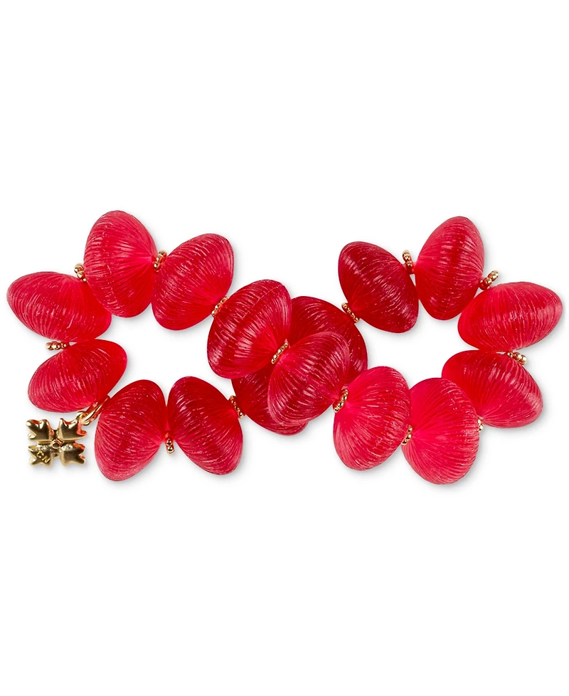 Patricia Nash Gold-Tone Large Red Bead Stretch Bracelet