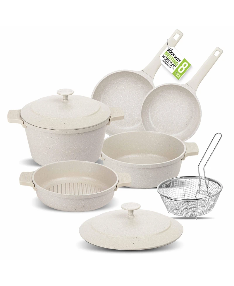 8-Piece Nesting Ceramic Coating Nonstick Cookware Set with Silicone Handle Covers