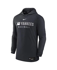 Nike Men's Heather Black New York Yankees Authentic Collection Tri-Blend Performance Pullover Hoodie