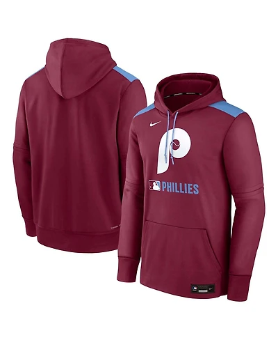 Nike Men's Burgundy Philadelphia Phillies Authentic Collection Performance Pullover Hoodie