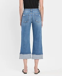 Vervet Women's High Rise Cuffed Wide Leg Jeans