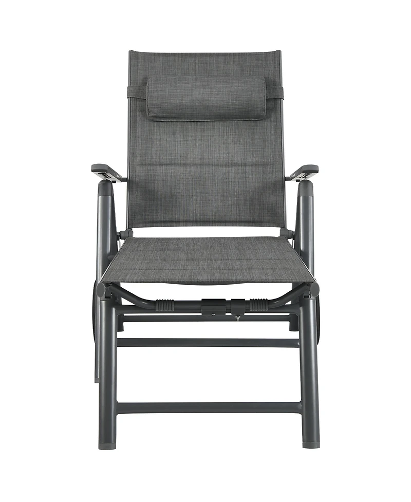 2PCS Patio Reclining Chaise Lounge Padded Chair Aluminum Adjust Pillow