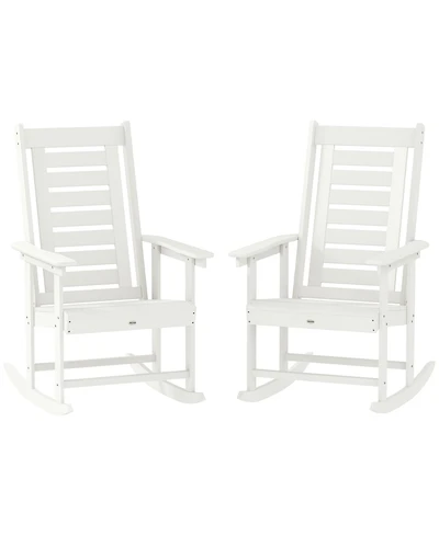 Outsunny 2 Outdoor Rocking Chairs, Hdpe High Back Patio Rockers