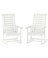 Outsunny 2 Outdoor Rocking Chairs, Hdpe High Back Patio Rockers