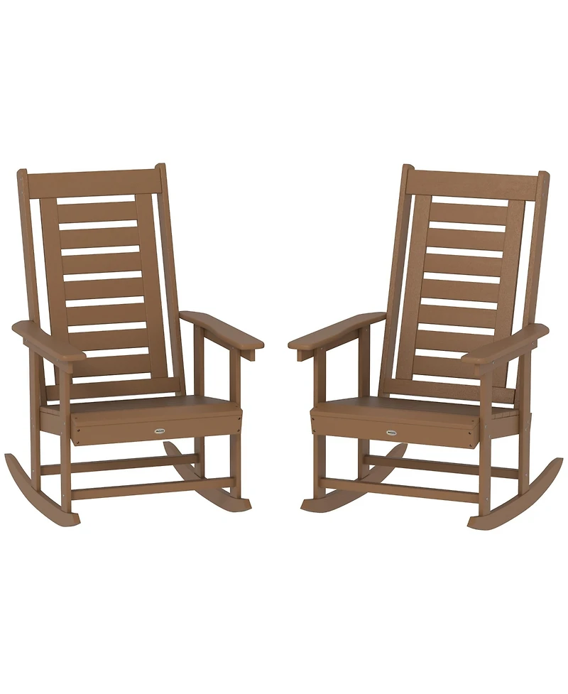 Outsunny 2 Outdoor Rocking Chairs, Hdpe High Back Patio Rockers