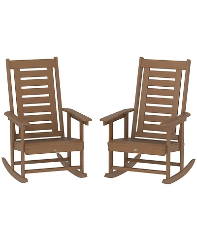 Outsunny 2 Outdoor Rocking Chairs, Hdpe High Back Patio Rockers