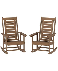 Outsunny 2 Outdoor Rocking Chairs, Hdpe High Back Patio Rockers