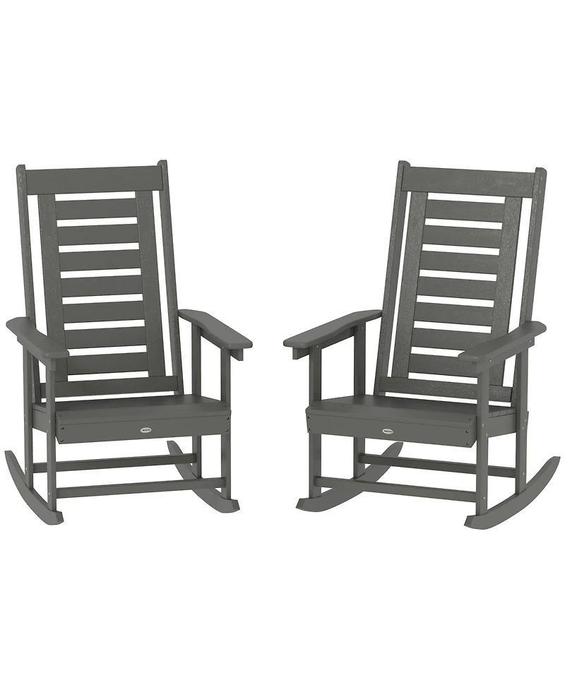 Outsunny 2 Outdoor Rocking Chairs, Hdpe High Back Patio Rockers