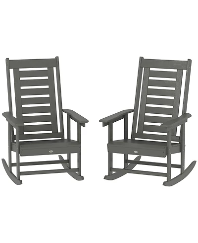 Outsunny 2 Outdoor Rocking Chairs, Hdpe High Back Patio Rockers