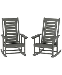 Outsunny 2 Outdoor Rocking Chairs, Hdpe High Back Patio Rockers