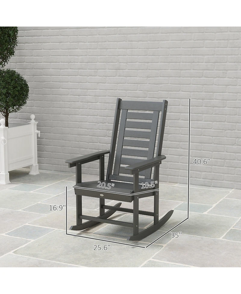 Outsunny 2 Outdoor Rocking Chairs, Hdpe High Back Patio Rockers