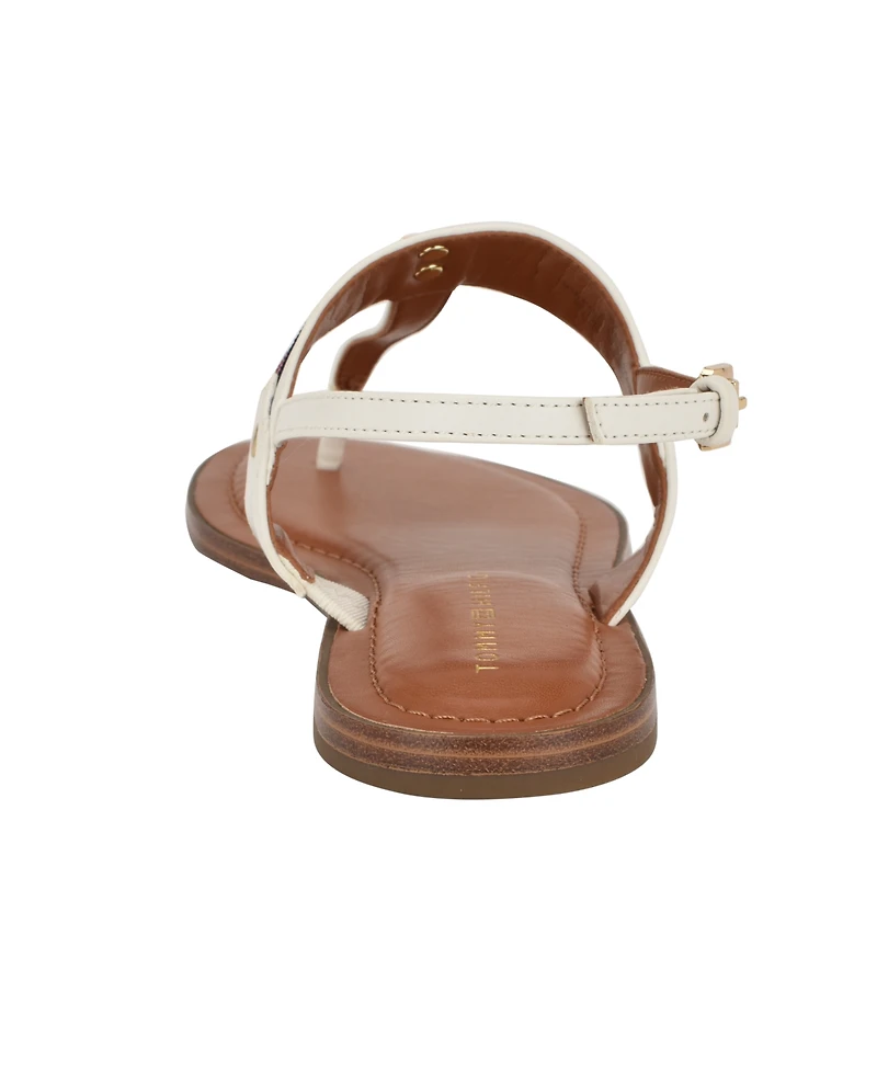 Tommy Hilfiger Women's Gabry Signature Stripe T-Strap Flat Sandals