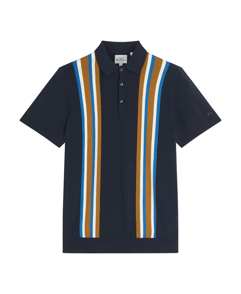 Ben Sherman Men's Vertical Stripe Short Sleeve Polo Shirt