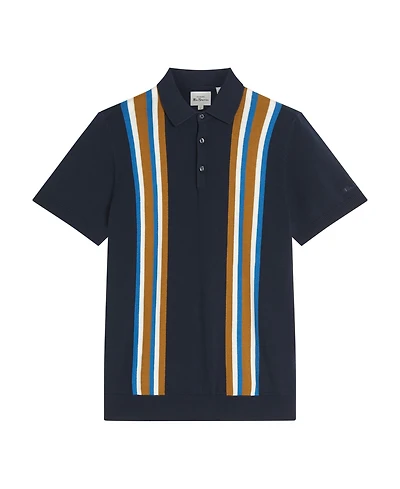 Ben Sherman Men's Vertical Stripe Short Sleeve Polo Shirt