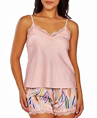 iCollection Women's Satin Crop Cami and Short Set