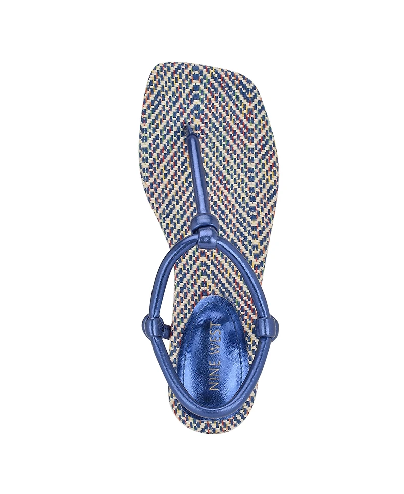 Nine West Women's Nortny Knotted T-Strap Flat sandals