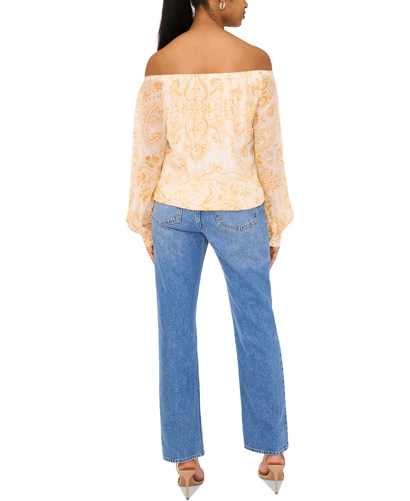 Sam & Jess Women's Printed Off-The-Shoulder Long-Sleeve Top