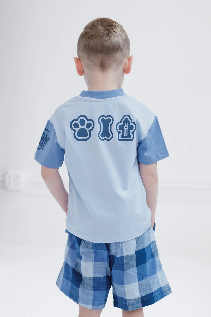 Paw Patrol Toddler Boys T-Shirt and Plaid Shorts Outfit Set