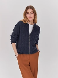 Celtic & Co. Women's British Wool Cable Zip Cardigan