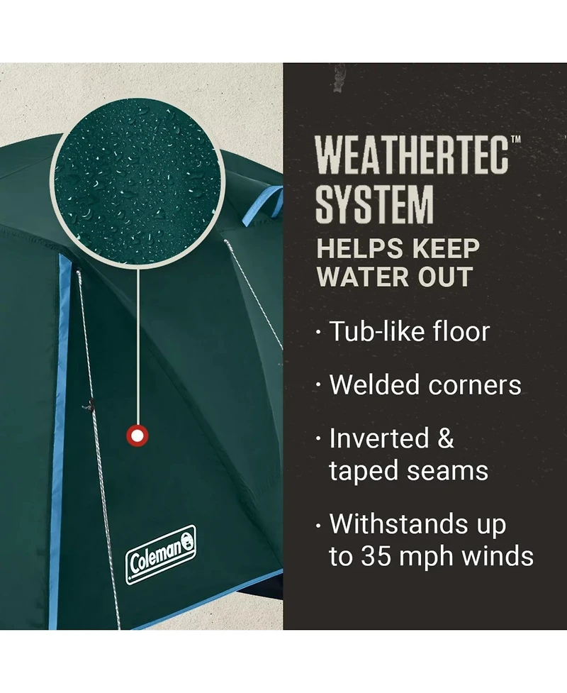 Coleman Evergreen Skydome -Person Camping Tent with Full-Fly Vestibule