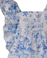 Bonnie Jean Little Girls 2-Piece Toile Pinafore Dress and Matching Hat Set