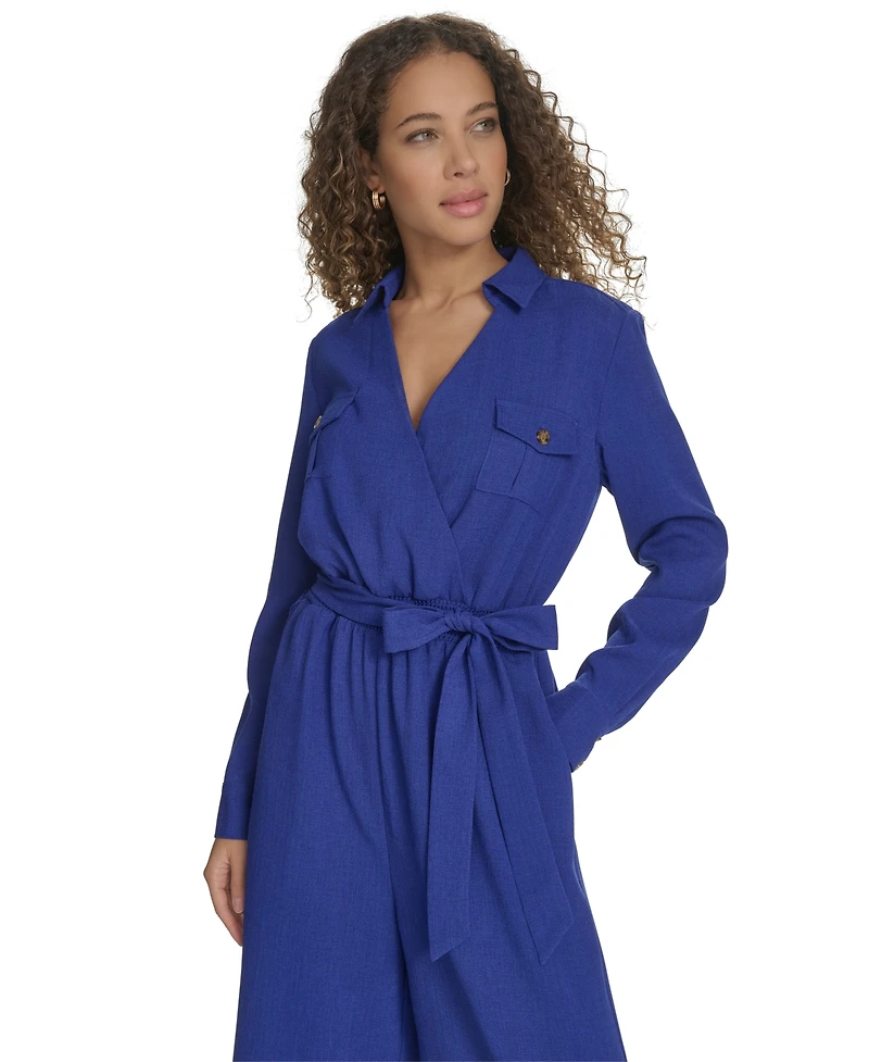 Calvin Klein Women's Long-Sleeve Tie-Waist Jumpsuit
