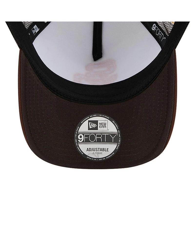 New Era Men's White/Brown San Diego Padres Checkered Flag A-Frame Trucker 9FORTY Adjustable Hat