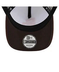 New Era Men's White/Brown San Diego Padres Checkered Flag A-Frame Trucker 9FORTY Adjustable Hat