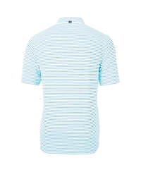 Cutter & Buck Men's Light Blue Tulane Green Wave Throwback Logo Virtue Eco Pique Stripe Polo Shirt