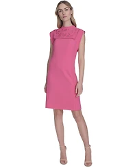 Vince Camuto Petite Laser-Cut Cap-Sleeve Shift Dress