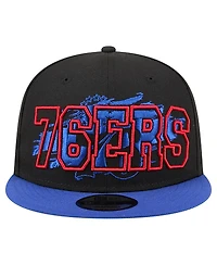 New Era Men's Black/Royal Philadelphia 76ers Sport Night Splatter 2-Tone 9FIFTY Snapback Hat