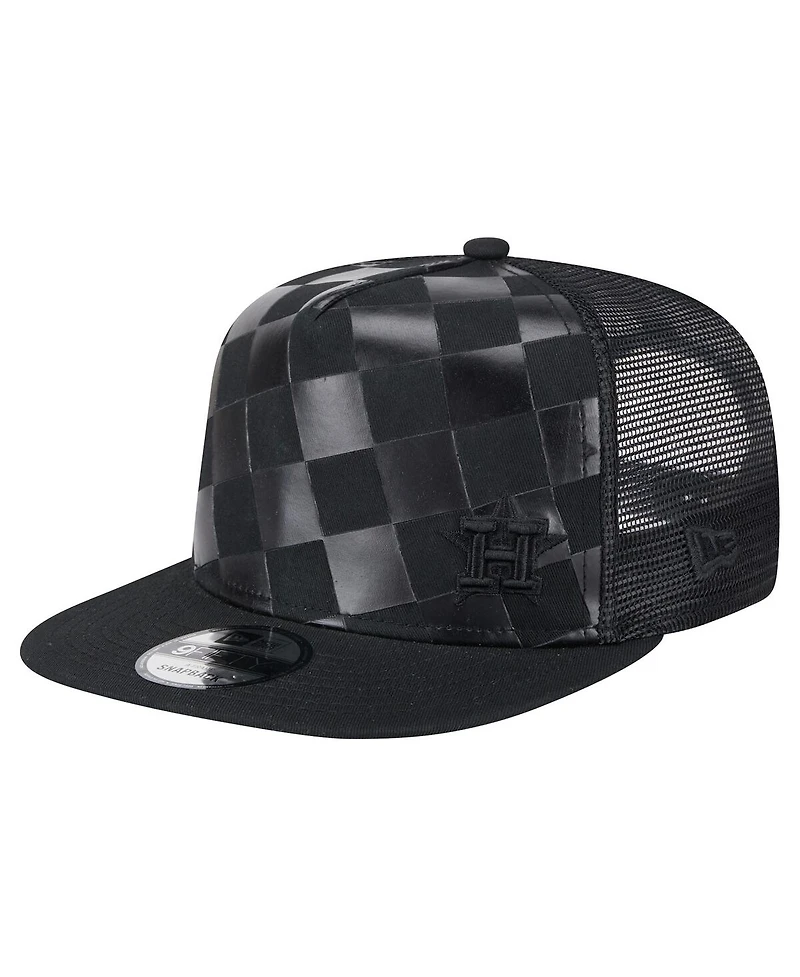 New Era Men's Black Houston Astros Score Check A-Frame Trucker 9FIFTY Snapback Hat
