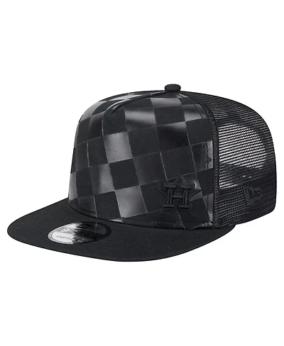 New Era Men's Black Houston Astros Score Check A-Frame Trucker 9FIFTY Snapback Hat