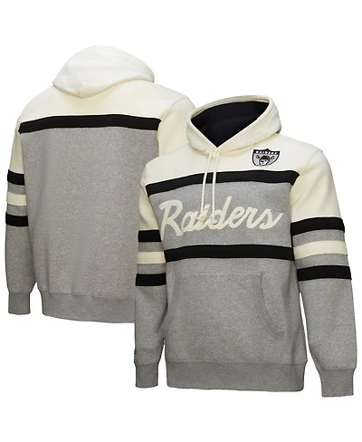 Mitchell & Ness Men's Heather Gray Oakland Raiders Head Coach Vintage Logo Pullover Hoodie