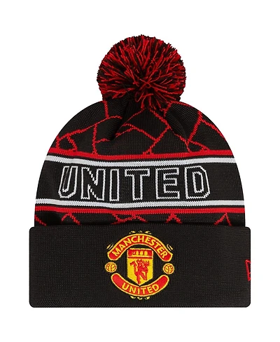 New Era Men's Black Manchester United Sport Cuffed with pom Knit hat