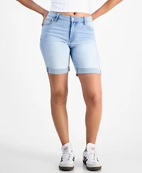 Celebrity Pink Juniors' Cuffed Hem Bermuda Denim Shorts