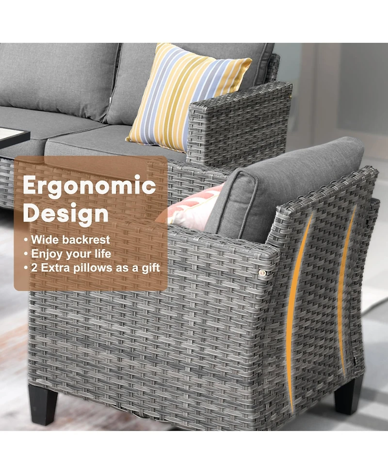 Xizzi Patio Furniture Set 7 Piece High Back Sofa Outdoor Conversation Sets All Weather Wicker Rattan Sectional Couch and Chairs Garden Backya